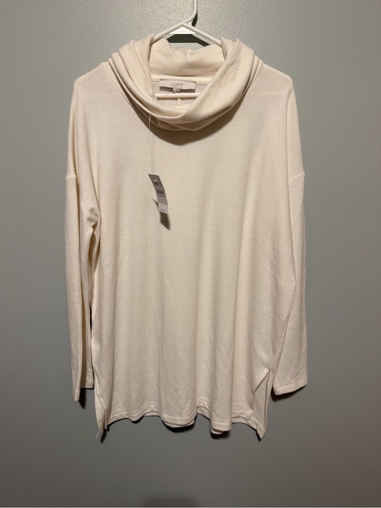 LOFT Sweaters - NWT LOFT Whisper White Cowl Neck Tunic Sweater Dropped Shoulder Size Large